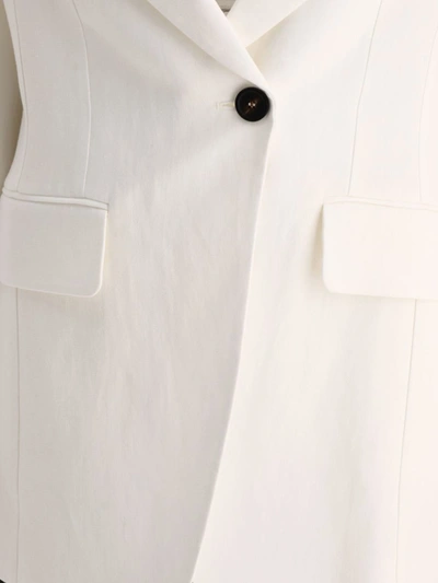 Shop Brunello Cucinelli Twill Blazer With Monili In White