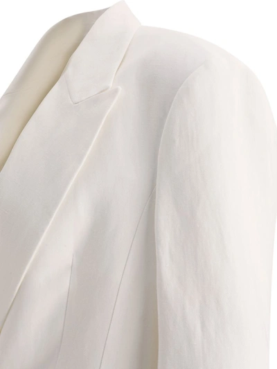 Shop Brunello Cucinelli Twill Blazer With Monili In White