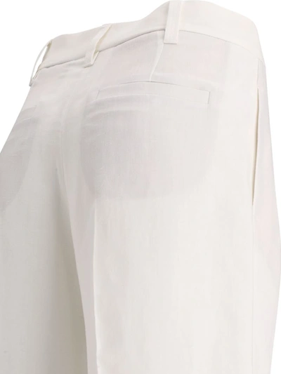 Shop Brunello Cucinelli Wide Tailored Trousers In White