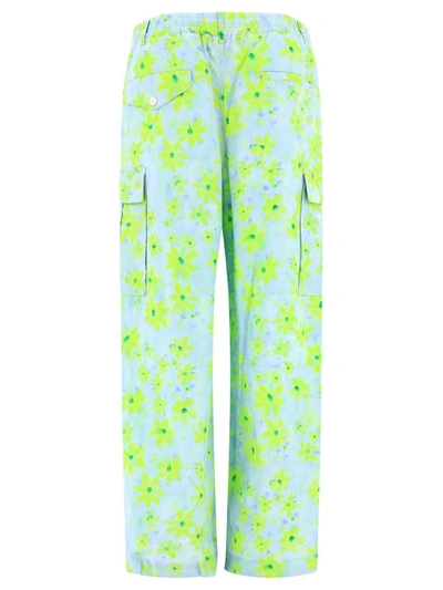 Shop Marni Cargo Trousers With Parade Print In Blue