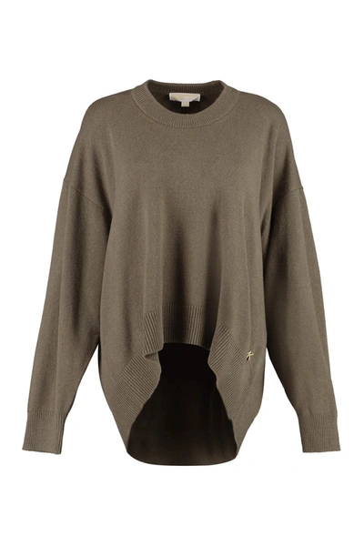 Shop Michael Michael Kors Oversize Virgin Wool-cashmere Blend Sweater In Green