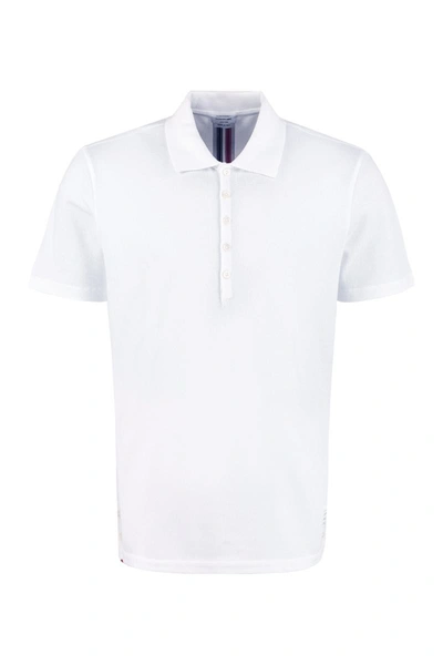 Shop Thom Browne Short-sleeved Cotton Polo Shirt In White