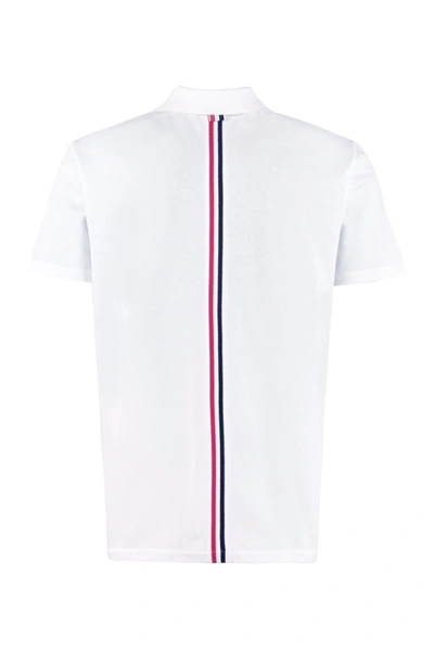 Shop Thom Browne Short-sleeved Cotton Polo Shirt In White