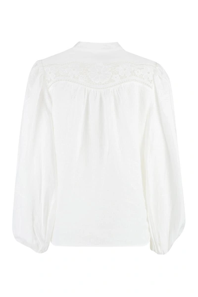 Shop Zimmermann Halcyon Broderie Linen Shirt In White
