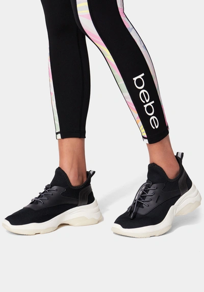 Shop Bebe Legging With Color Block Logo In Elderberry