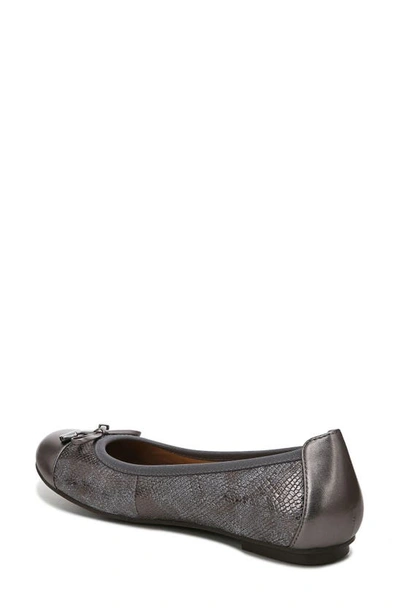 Vionic Minna Cap Toe Flat In Pewter Snake