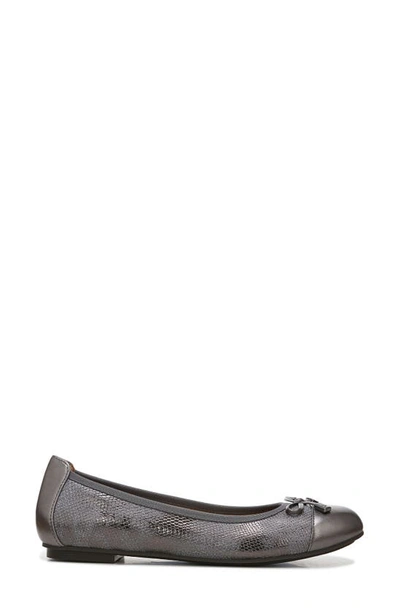 Vionic Minna Cap Toe Flat In Pewter Snake