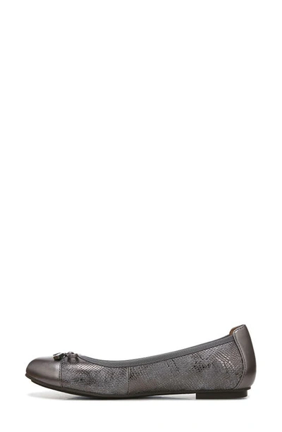 Vionic Minna Cap Toe Flat In Pewter Snake