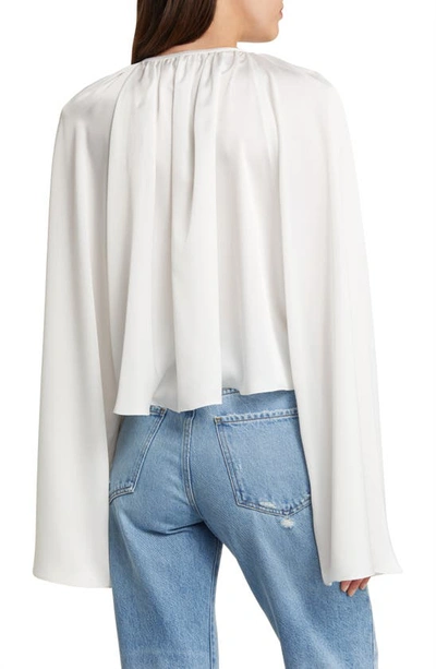 Frame Shirred Split Neck Blouse In Cream