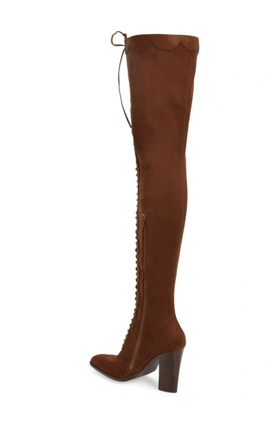 Shop Jeffrey Campbell Olianna Wingtip Over The Knee Boot In Brown Suede