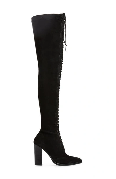 Shop Jeffrey Campbell Olianna Wingtip Over The Knee Boot In Black Suede