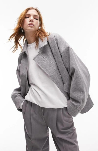 Shop Topshop Brushed Bomber Jacket In Grey