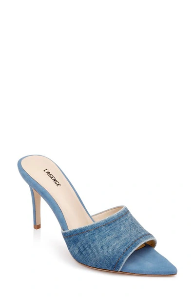 Shop L Agence Lolita Pointed Toe Sandal In Blue Denim