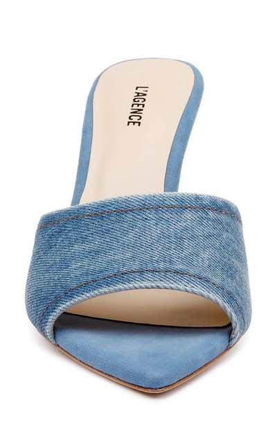 L Agence Pointed Toe Sandal In Blue Denim