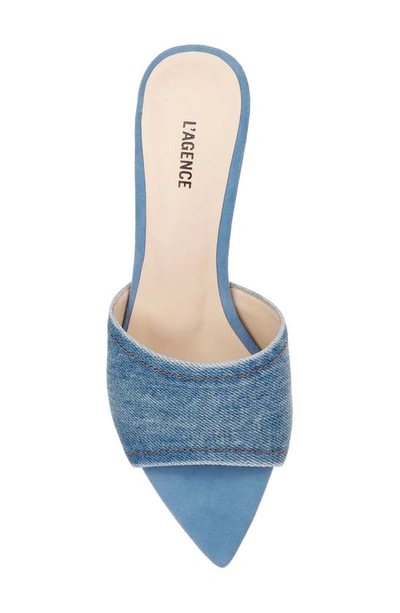 L Agence Pointed Toe Sandal In Blue Denim