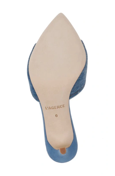 L Agence Pointed Toe Sandal In Blue Denim