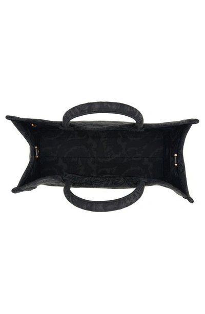 Versace Large Jacquard Canvas Tote In Black/ -gold