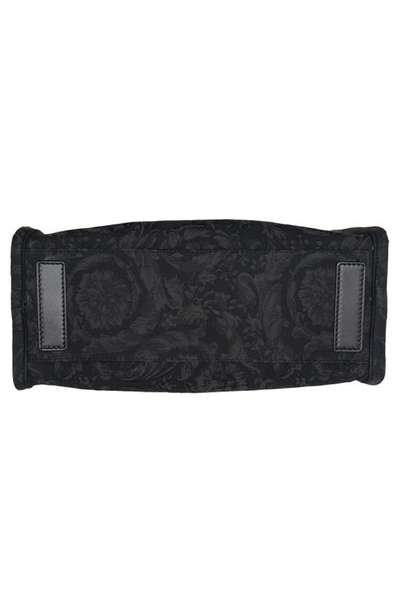 Versace Large Jacquard Canvas Tote In Black/ -gold