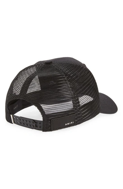 Shop Amiri Staggered Logo Trucker Hat In Black/ Alabaster