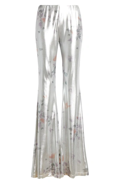 Shop Maccapani The Slender Butterfly Print Jersey Pants In Laminated Silver Butterfly