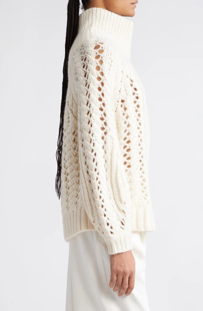 Shop Adam Lippes Openwork Cable Silk & Cashmere Sweater In Ivory