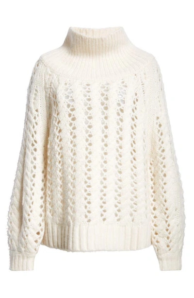 Shop Adam Lippes Openwork Cable Silk & Cashmere Sweater In Ivory