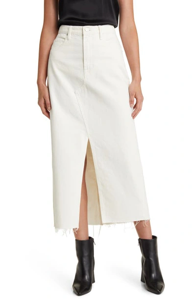 Shop Frame Angled Seam Raw Hem Denim Midi Skirt In Ecru