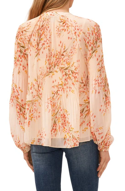 Shop Cece Floral Print Pleated Top In Peach Dust