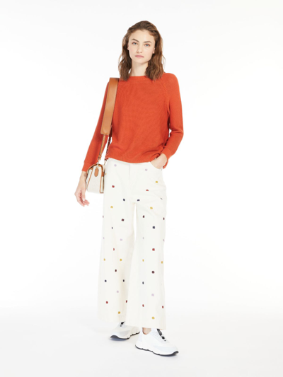 Shop Max Mara Relaxed-fit Cotton Sweater In Orange