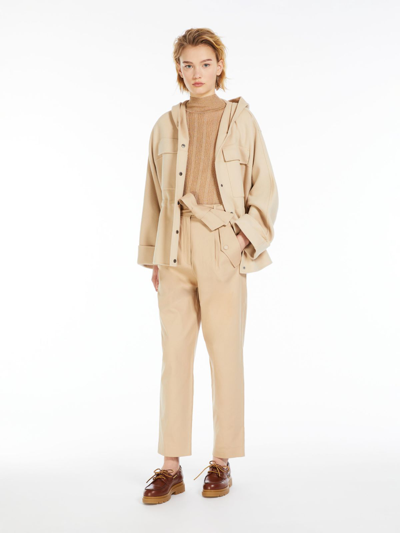 Shop Max Mara Hooded Wool Parka In Sand