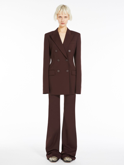 Shop Max Mara Scuba-look Jersey Blazer In Dark Bown