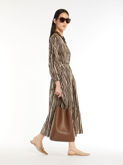 Shop Max Mara Printed Voile Dress In Dark Bown