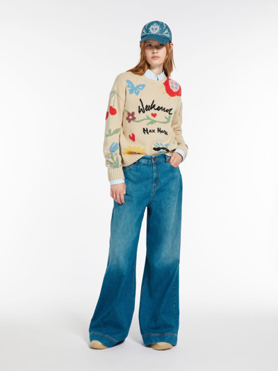 Shop Max Mara Flared Denim Jeans In Navy