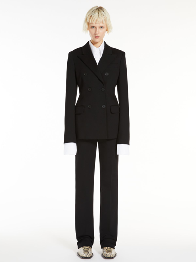 Shop Max Mara Compact Jersey Trousers In Black