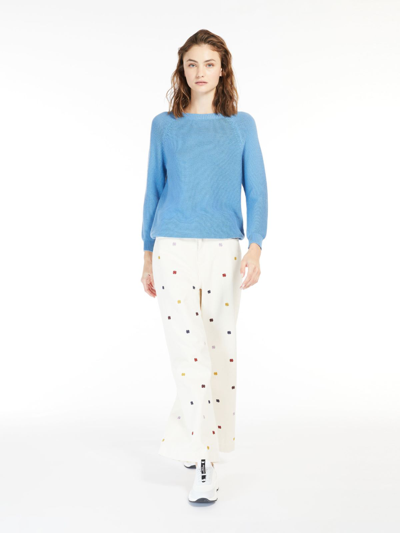 Shop Max Mara Relaxed-fit Cotton Sweater In Sky Blue