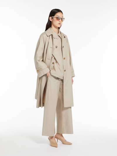Shop Max Mara Double-breasted Trench Coat In Water-resistant Cotton Twill In Beige