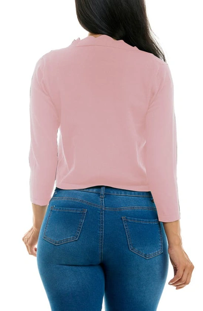 Nina Leonard Scalloped Bolero Shrug Sweater In Blush