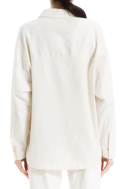 Shop Max Studio Oversize Textured Piqué Shirt Jacket In Ecru