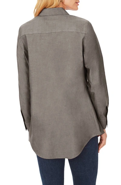 Shop Foxcroft Cici Non-iron Tunic Blouse In Charcoal