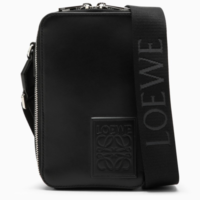 Shop Loewe Small Black Leather Shoulder Bag With Logo