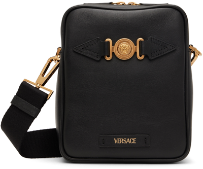 Shop Versace Black Medusa Biggie Bag In Black- Gold