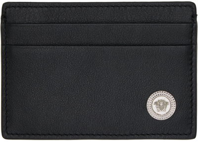 Shop Versace Black Medusa Biggie Card Holder In Black-palladium