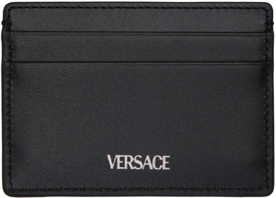 Shop Versace Black Barocco Card Holder In Black-ruthenium