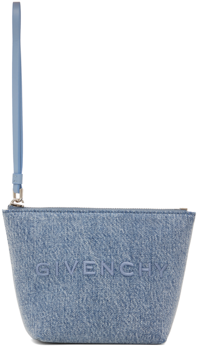 Shop Givenchy Blue Mini  Pouch In 420 Medium Blue