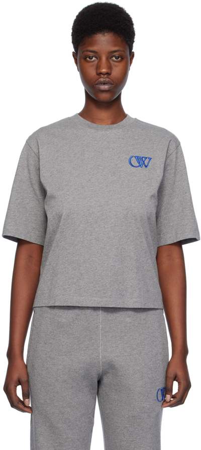 Shop Off-white Gray Ow Basic T-shirt In Melange Grey Nautica