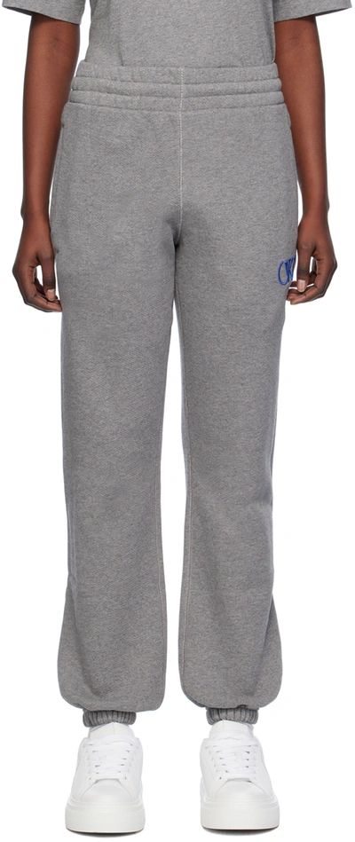 Shop Off-white Gray Ow Cuff Sweatpants In Melange Grey Nautica