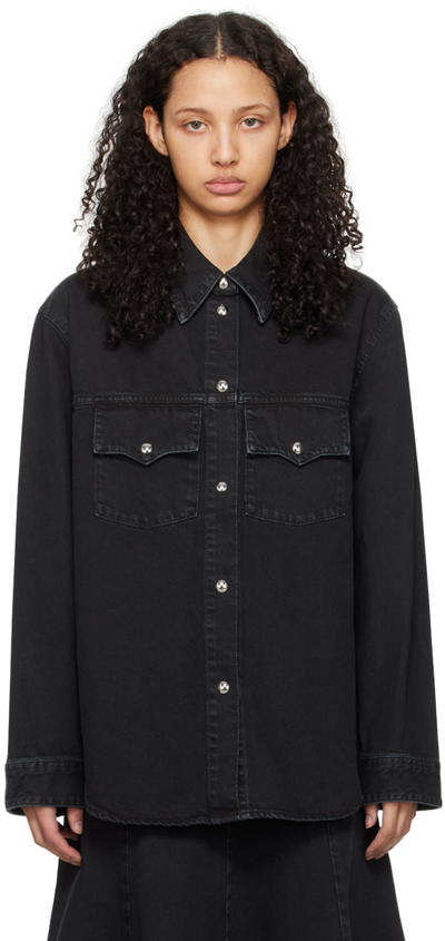 Shop Khaite Black Jinn Denim Shirt In 091 Prescott