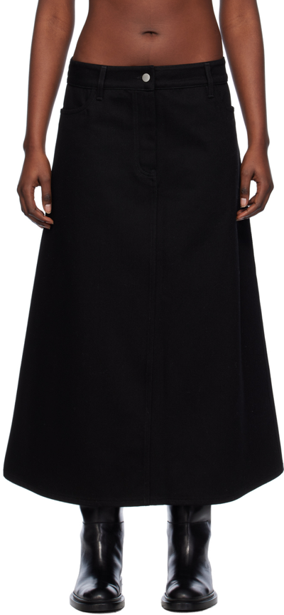 Shop Studio Nicholson Black A-line Denim Maxi Skirt