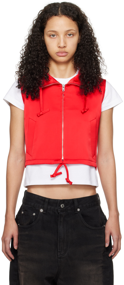 We11 Done Red Hooded Vest In Red