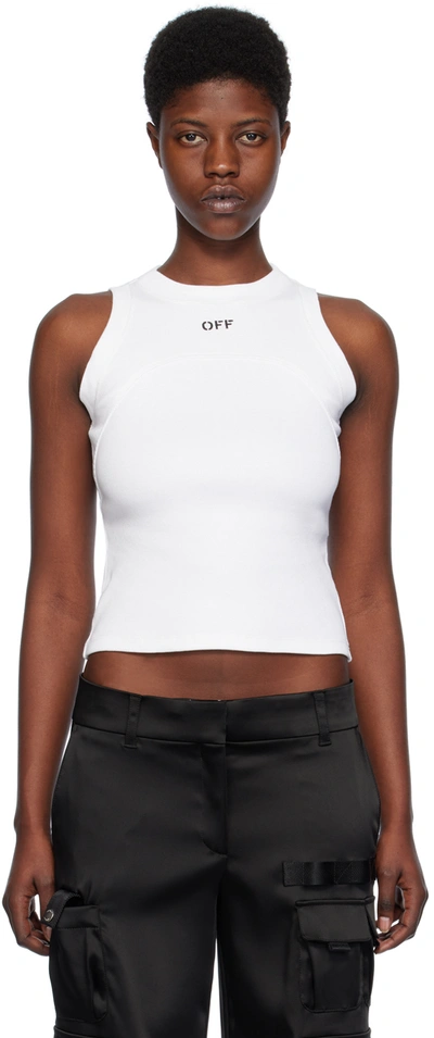 Off-white Off-stamp Ribbed Crop Top In White Black